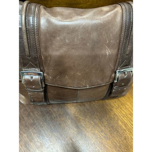 Fossil Brown Leather Crossbody Messenger Laptop Bag Academia Twee Neutral Grunge - Picture 12 of 16
